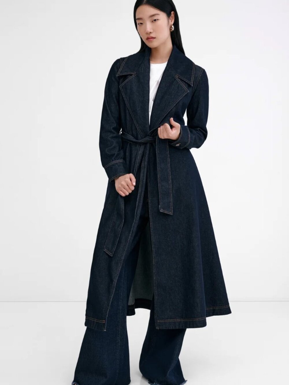Marcella Riverside Jean Trench Jacket Size Small - Picture 3 of 4